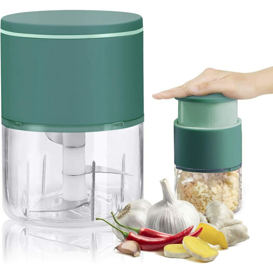 Multifunctional Garlic Press, 310ml Mini Stainless Steel Manual Chopper for Onion Vegetable Nut