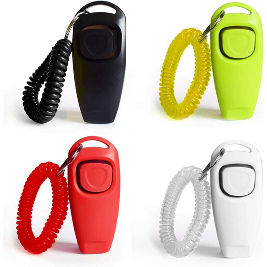 Sun Flowergb - 4 Pieces Dog Clicker 2 in 1 Dog Training Clicker Whistle with Wrist Strap and Large Button for Dog, Cat or Horse Multicolor,4 Color