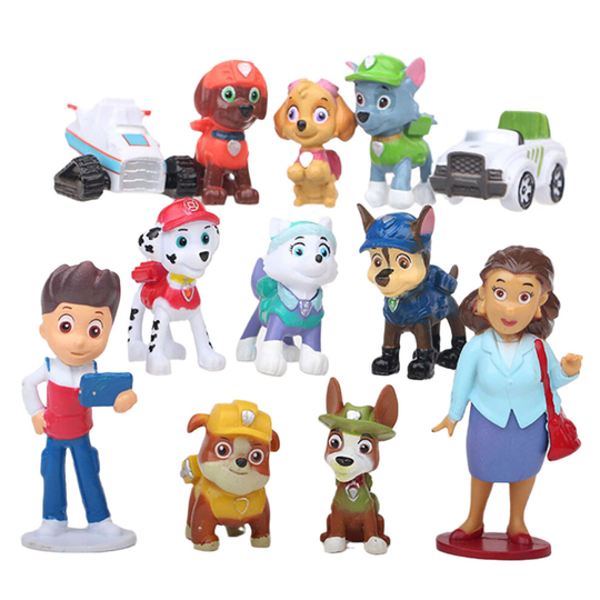 12 pcs Paw Patrol Puppy Cake Toppers Action Figures Set Deco Gift
