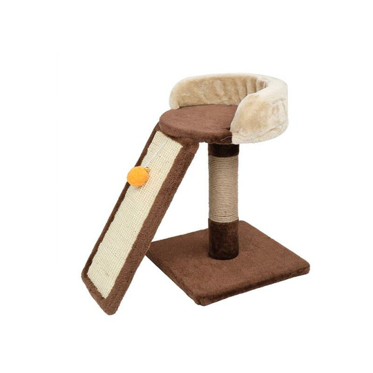 17' Cat Tree Tower with Scratching Board Ladder, Jump Platform, Toy, Brown