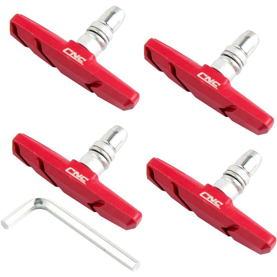 2 Pairs V-Brake Pads Set with Nuts and Shims, Bicycle Brake Block Pads v 70mm for Road Bike, Mountain Bike (70mm red 2 pairs)