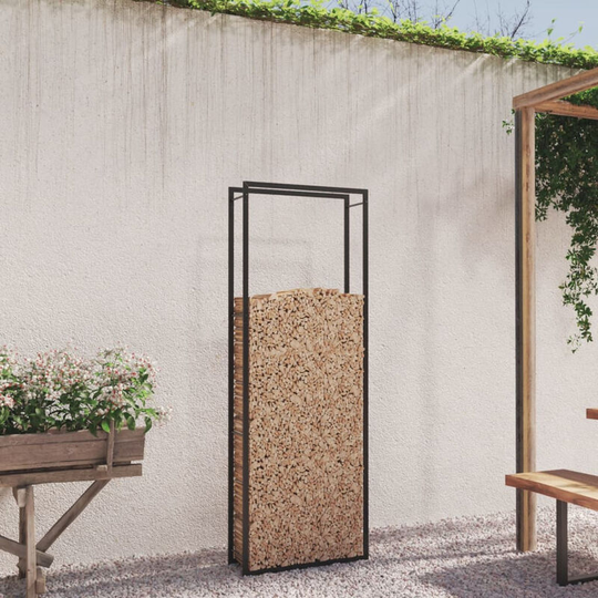 Asupermall - Firewood Rack Matt Black 80x28x222 cm Steel