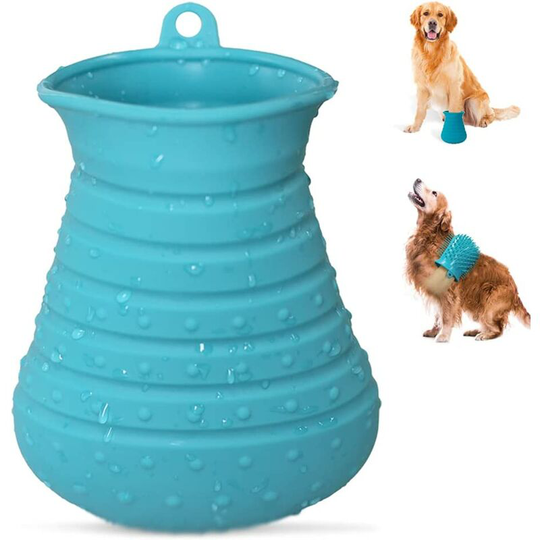 Pet Paw Cleaner, 2 in 1 Portable Dog Paw Cleaner Cup Silicone Cleaning Brush Massage Cleaner with Hooks for Large Small Medium Dogs Puppy Cats Dirty