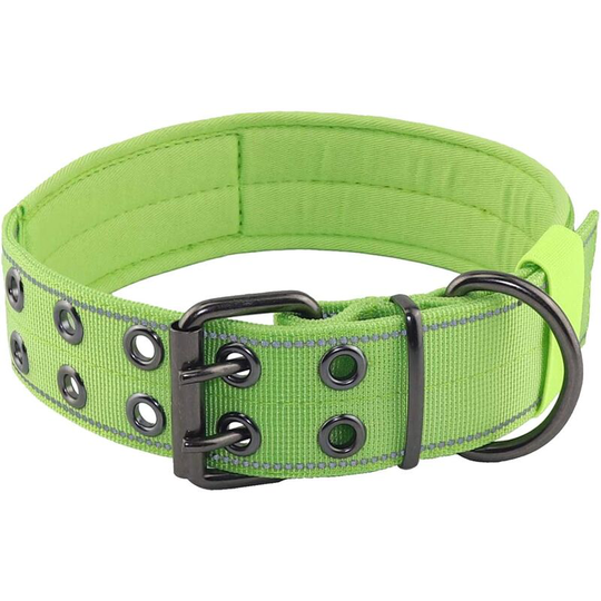 Tactical Dog Collar Reflective Nylon Dog Collar With Metal Buckle And Control Handle For Medium Size