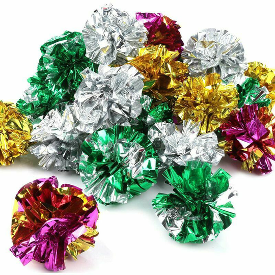1 Pack Cat Crinkle Balls Original Mylar Crinkle Balls Cat Toys(Random Color)