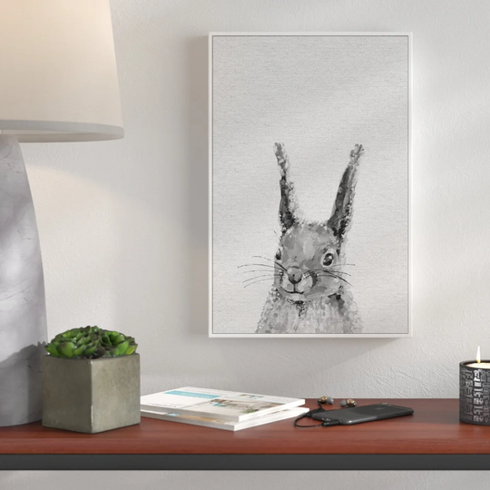 Gray Rabbit II- Floater Frame Painting Print on Canvas