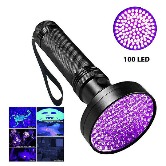 100LED Powerful uv Light Flashlight 395nm Ultraviolet Detector Flashlight for Home and Hotel