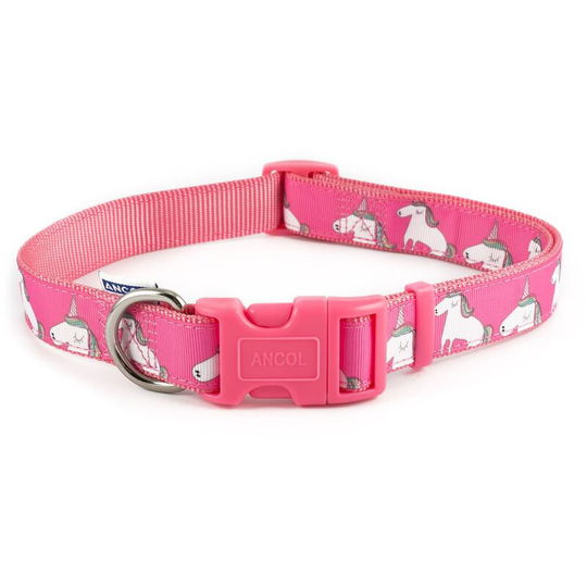 Nylon Unicorn Dog Collar (20-30cm) (Pink/White) - Pink/White - Ancol