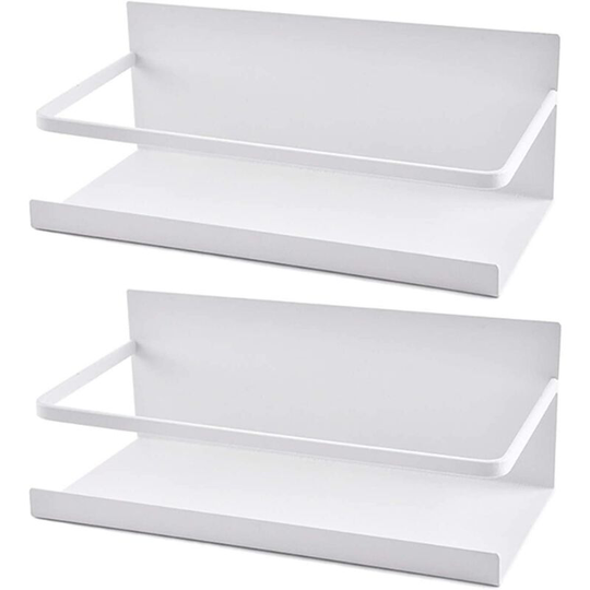 Bearsu - Spice Rack Magnetic Spice Rack Durable Magnetic Shelves For Refrigerator Easy To Use 2 Pack (White)