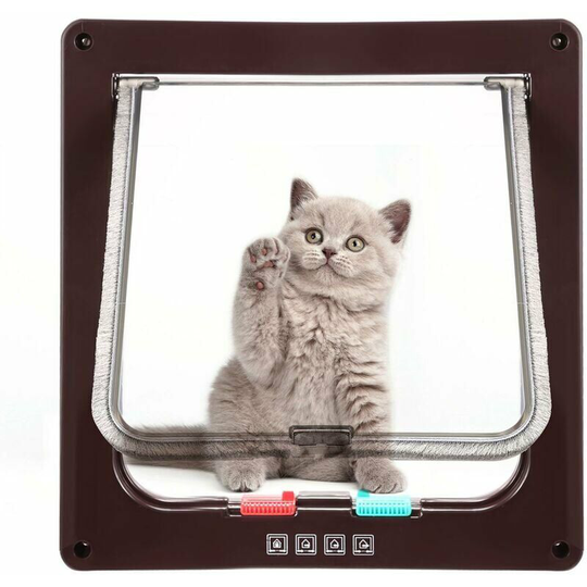 Pet door, Pet door with 4 locking options Brown size l Brown