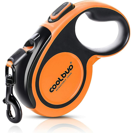 Bearsu - Retractable Dog Leash for Large Dogs up to 50kg, 5M Stretch Strong Nylon Tape, Retractable with Bright Reflective Stitching, One Hand Brake,
