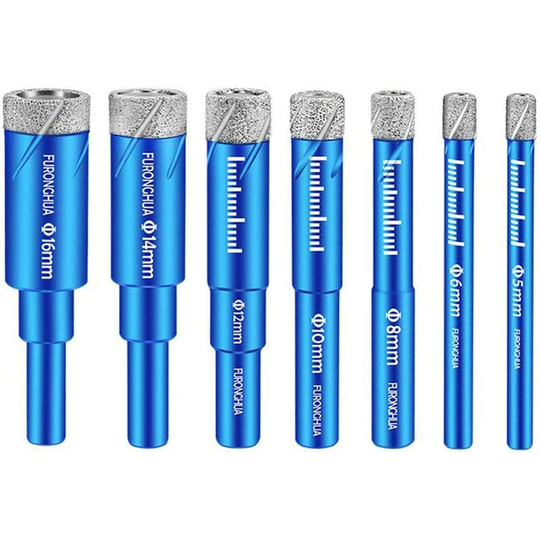 Bearsu - 7PCS Diamond Drill Bits Hole Opener 5/6/8/10/12/14 / 16mm Dry Drill Bit for Glass, Porcelain, Tile, Ceramic, Granite