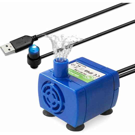 Usb Smart Pet Water Dispenser Pump Silent Brushless Submersible Pump with Lights - With Lights