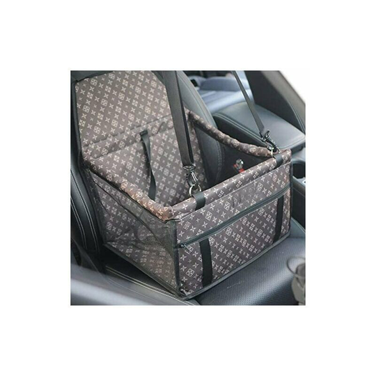 Dog Car Seat, Waterproof Folding Dog Car Seat Carrier with Safety Belt and Storage Bag, Car Booster Seat for Dogs or Cats (Classic Brown)