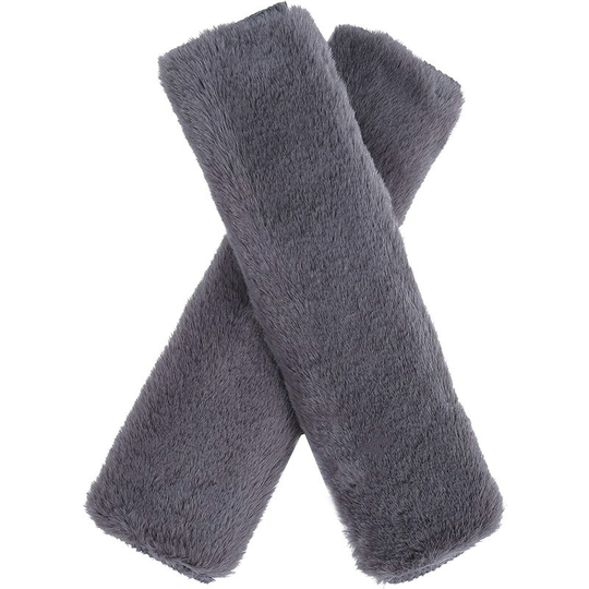 Seat Belt Pads Comfort Faux Rabbit Fur Car Seat Belt Protector Removable Cushion Gray 2 Pcs