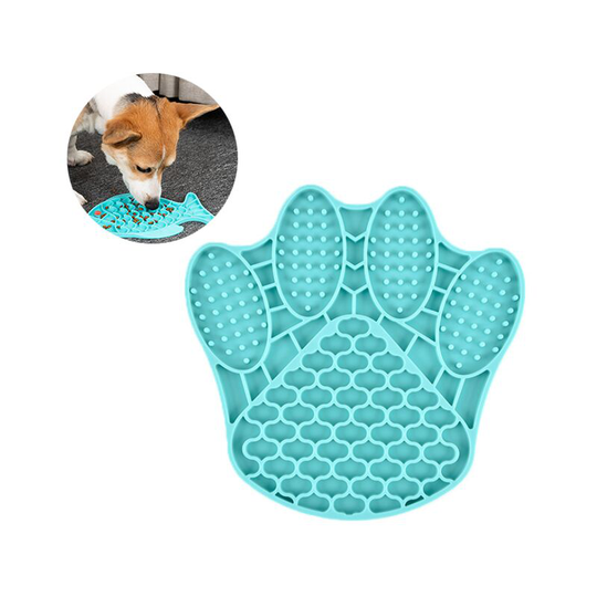 Licking Cat Bowl Pet Plate Dog Pet Food Mat Slow Food Pet Plate Slow Food Bowl Shaped Blue Claw
