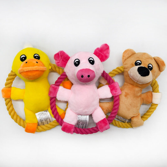 3 pcs pet toy pink pig bright yellow duck dark yellow bear dog frisbee throw toy dog supplies 18 * 13cm