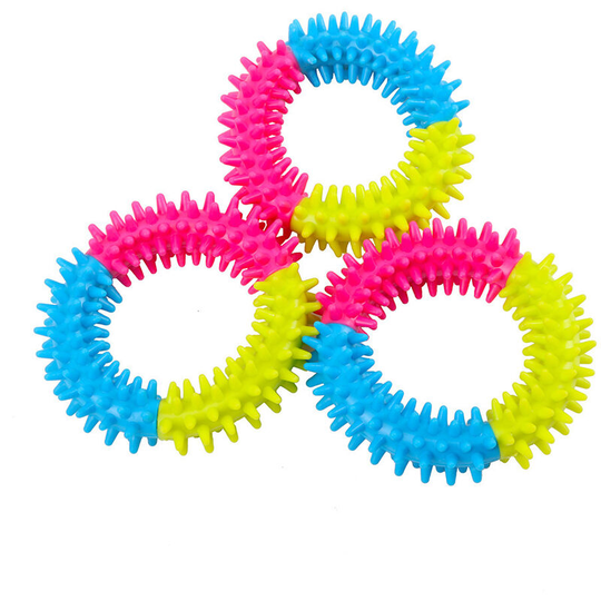 3 pcs pet supplies tricolor rubber spiny ring dog grinding teeth cleaning teeth bite resistant tpr toy 10*2.5cm