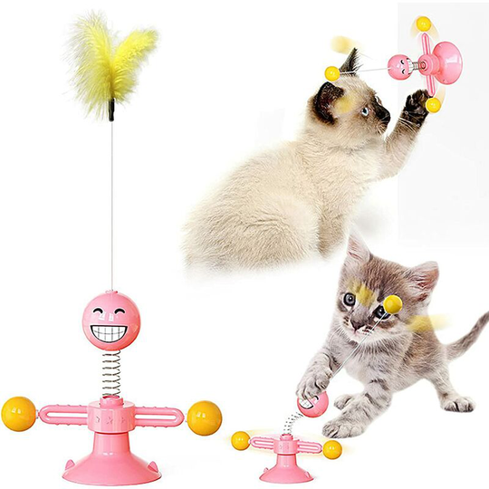1 Piece Cat Toys, Kitten Toy with Strong Suction Cup, Replaceable Feather and Ball, Great for Indoor and Outdoor Cat Exercise, Cat Birthday Gifts