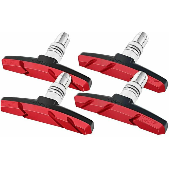 Flkwoh - 2 pairs of V-bike brake pads with hexagon nuts and spacers 70 mm V-bike brake pad set (red)