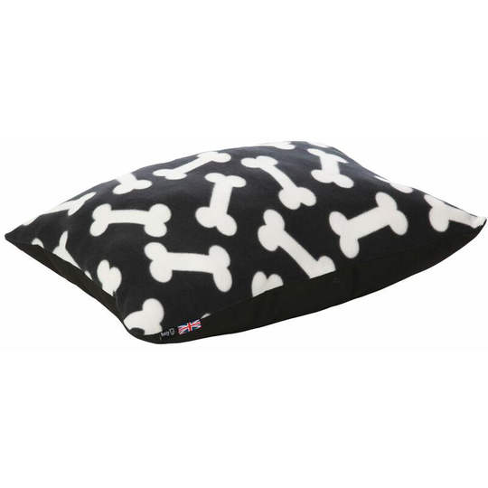 Boneo Dog Bed Cushion Soft Washable Fleece Fur Warm Pet Pillow Basket Insert - Black - Medium