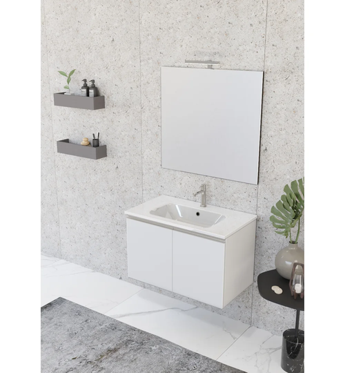 Vanity Unit 2 Doors With Integrated Washbasin, Mirror And Spotlight