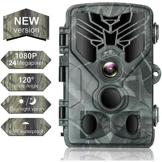24MP Hunting Camera 1080P hd Surveillance Waterproof IP66 Thermal Detection Night Vision 36 Infrared LEDs 120° Viewing Angle for Wildlife Watching