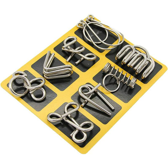 8 pcs Metal Wire Puzzle Logic Brain Teaser Set - Metal Ring iq puzzles Difficult Games - Ideal Intelligence Toys Gifts for Kids and Adults