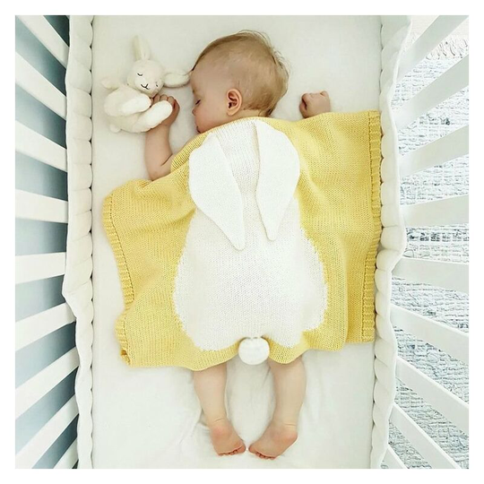 Rabbit ears blanket three-dimensional rabbit blanket children's knitted blanket baby baby blanket