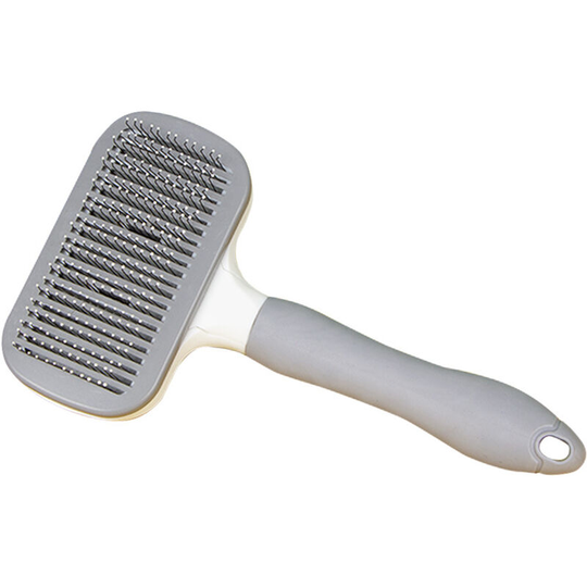 Muff - Knotted Comb for Pets, Effectively Cleans Dead or Messy Hair, Ergonomic Design, Universal for Cats and Dogs (Gray, with One-Touch Cleaning