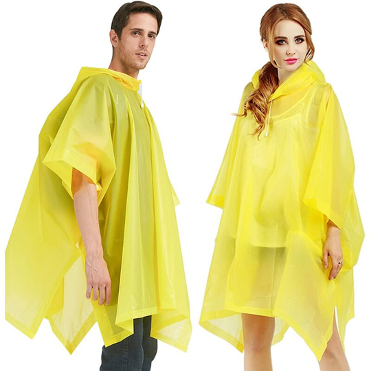 2 Pack EVA Waterproof Raincoat for Adult, Reusable Rain Coat, for Hiking Climbing, Yellow