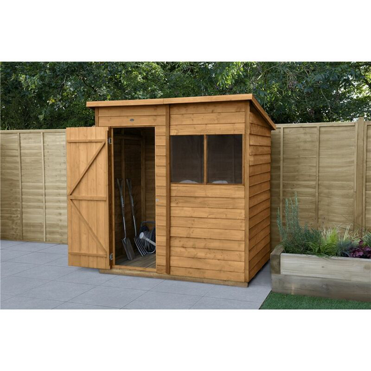 6ft x 4ft Overlap Dip Treated Pent Shed - Single Door (1.8m x 1.3m) - Modular - CORE