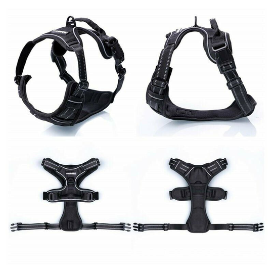 Bearsu - The dog harness is anti-pulling, easy to wear for dogs.Adjustable reflective harness, with front strap.Medium, large dog, black