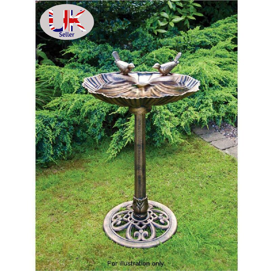 Bronze Effect Traditional Outdoor Garden Bird Bath Weatherproof Free Standing - bronze
