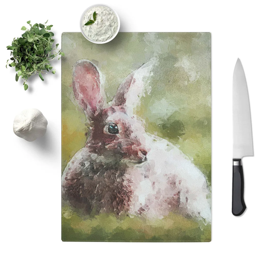 Tempered Glass Rabbit in a Field Chopping Board