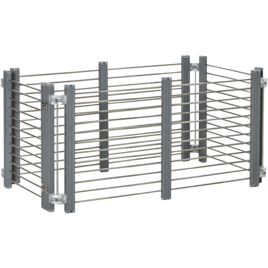 Dog Pen Foldable Puppy Playpen Fence Indoor Outdoor w/ Gate 64.5H cm - Grey - Pawhut