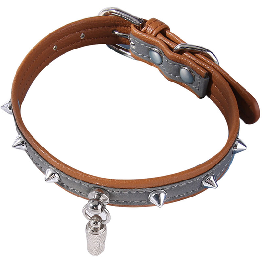 Cat Collar - Reflective Dog Collar With Bell, Adjustable Pu Leather Cat Collar