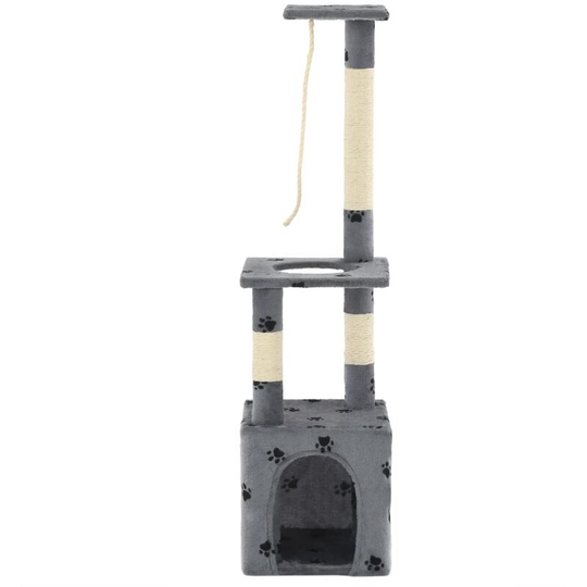 Cat Tree with Sisal Scratching Posts 109 cm Grey Paw Prints Vidaxl Grey