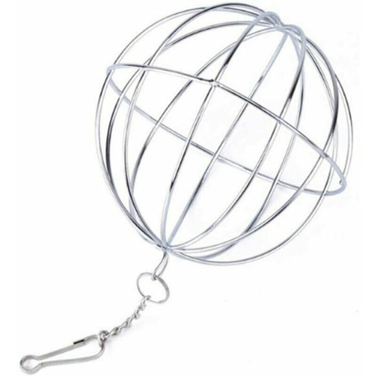 1PCS Stainless Steel Hamster Grass Dispenser Holder Ball Rabbit Feeding Hanging Ball Feeder Hanger Small Animal Accessories Silver
