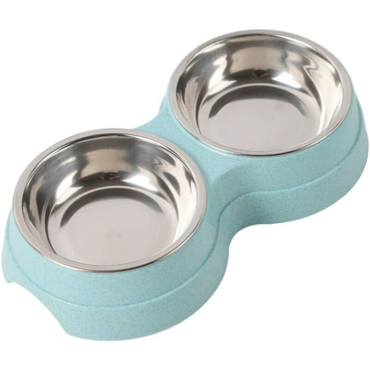Double stainless steel cat / dog bowl, stainless steel cat food bowl