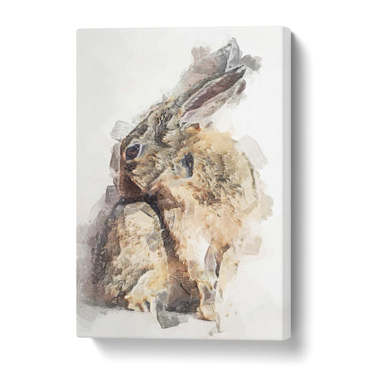 'Brown Rabbit in Abstract' Painting Print on Canvas