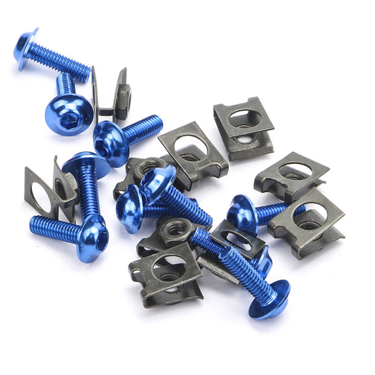 10Pcs Motorcycle M6 6mm Fairing Bolts Kit Spire Speed Fastener Clip Screw Nut blue