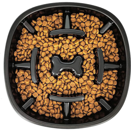 Dog Slow Feeder Bowl-Slow Feeder Dog Bowl for Dogs-Non Slip Puzzle Bowl-Dog Food Bowl Eco Friendly 3 Cups for Dog Pet Slow Feeder,A-Black