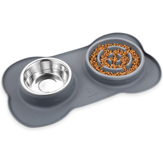 3 in 1 Dog Cat Anti Glutton Bowl, Slow Feeding Bowl with Non-Slip Base, Promotes Healthy Eating, for Small Medium Pets L(500ML/Bowl)
