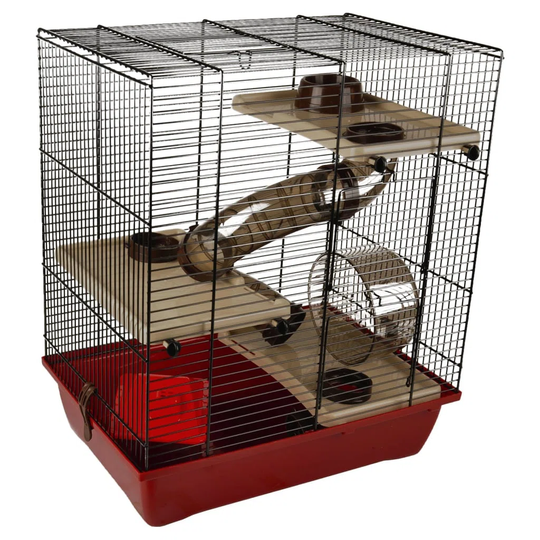 FLAMINGO Hamster Cage Enzo 3 41.5X28.5X48.5 Cm Bordeaux
