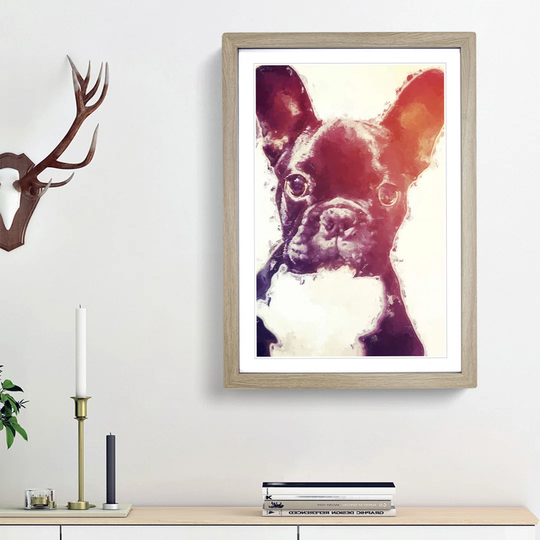 French Bulldog Puppy in Abstract - Picture Frame Graphic Art Print