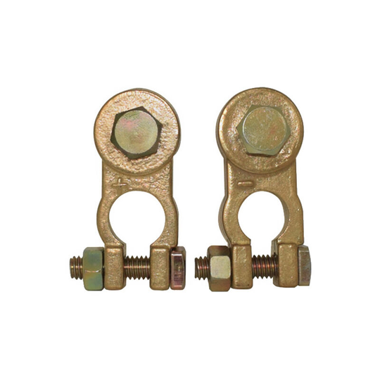 2x Marine Nut Brass Copper Battery Terminal Post Battery Head Clamps Clips Connector Positive Negative