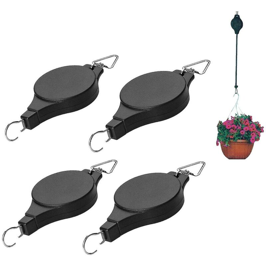 4pcs Adjustable Retractable Plant Pulley Hanging Flower Basket Hook For Garden Baskets Pots And Bird Feeder
