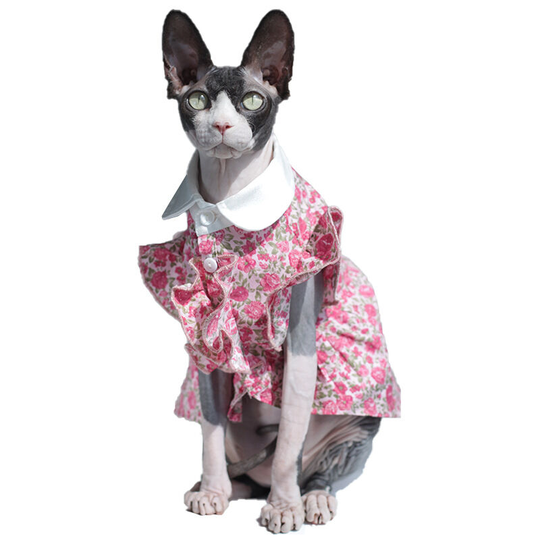 Cat shirt summer thin pet clothes floral dress Sphinx hairless cat hat Garfield m size (chest 38', neck 22', abdomen 36 length 30 suitable for weight