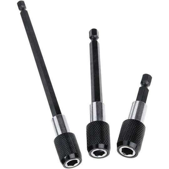 3pcs 6.35mm Hex Shank Magnetic Extension Bit Holder For Screwdriver 60mm 100mm 150mm Quick Release Extension Chuck Adapter Kit For Screws, Nuts and
